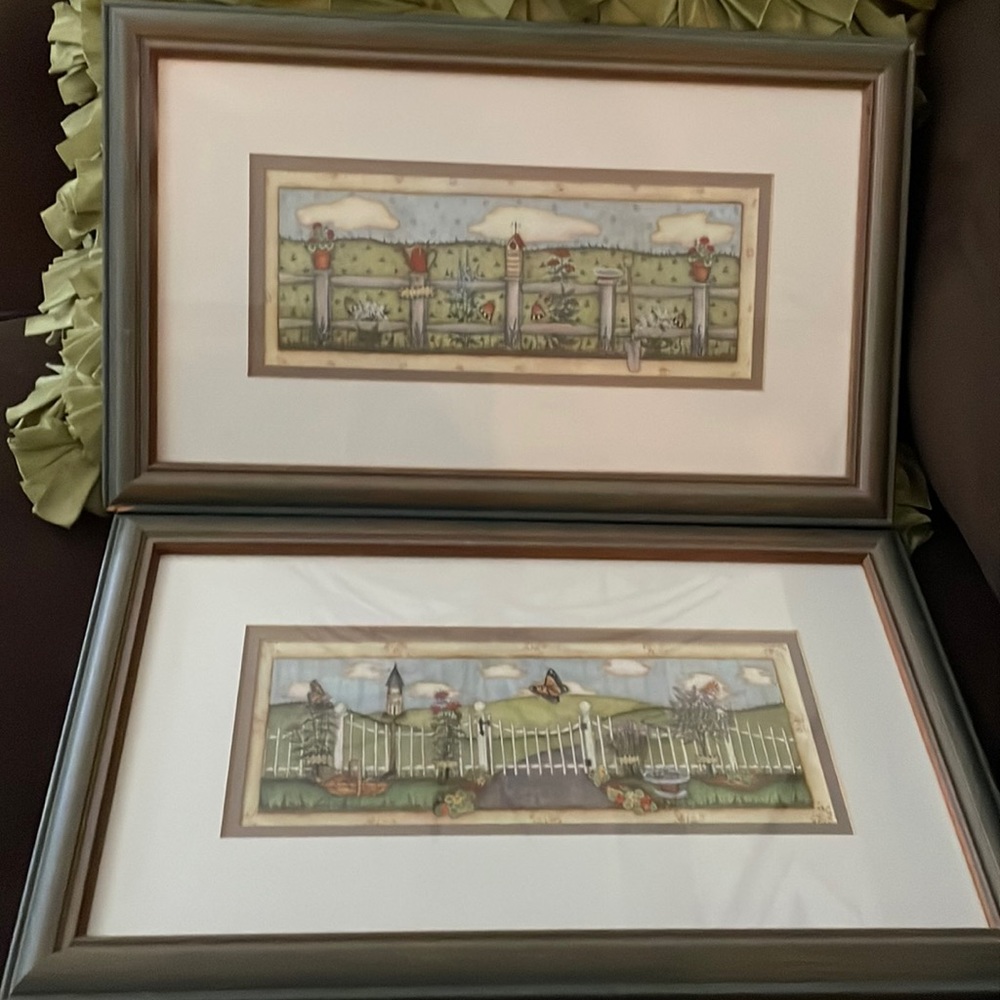 Set of two framed prints: Beehive fencing & Butterfly fencing